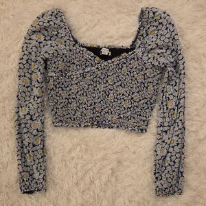 American Eagle Outfitters Blue Floral Crop Top, Size Small, NWOT